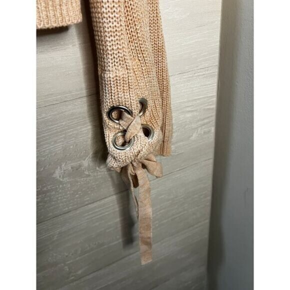 LOVE BY DESIGN Lace Up Flared Sleeve Ribbed Knit Sweater Medium - Picture 3 of 5